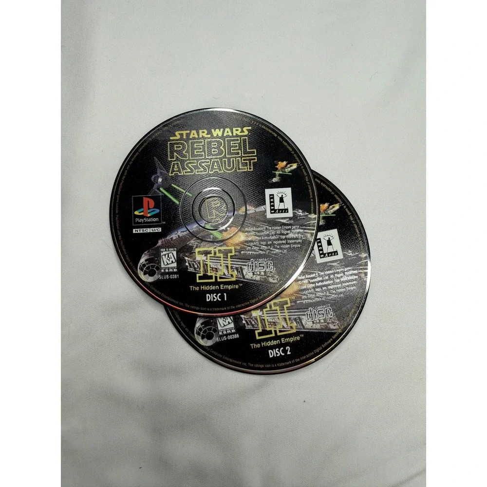 Star Wars Rebel Assault II The Hidden Empire PS1 PlayStation Disc 1 & 2